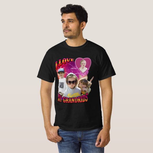 Gepersonaliseerde Custom Photo Bootleg Ik hou van T-shirt (Voorkant volledig)