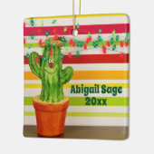 Gepersonaliseerde Cute Cactus Southwestern Kerstmi Keramisch Ornament (Links)