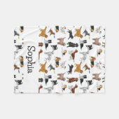 Gepersonaliseerde Cute Dogs Illustrations Pattern  Fleece Deken (Voorkant (Horizontaal))