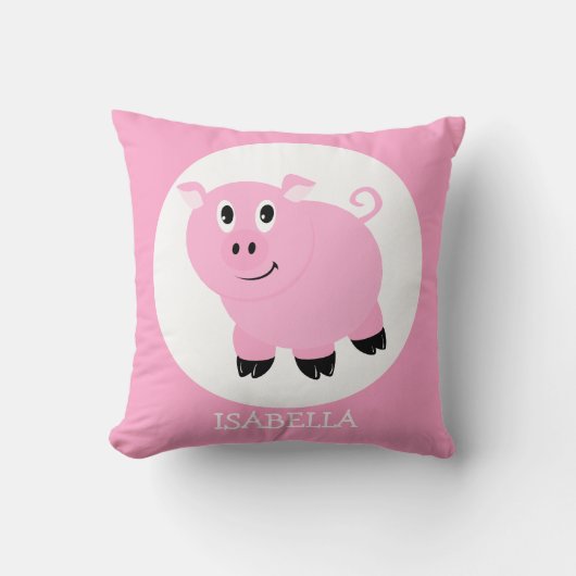 Gepersonaliseerde Cute Pink Cartoon Girls Kussen (Voorkant)