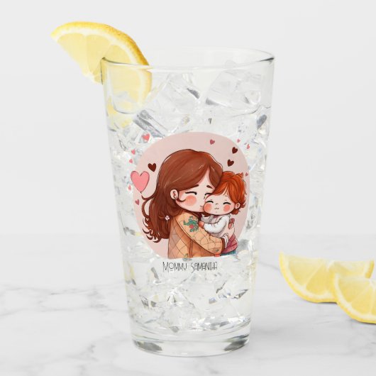 Gepersonaliseerde Cute Red Haire moeder en dochter Glas (Voorkant ijs)