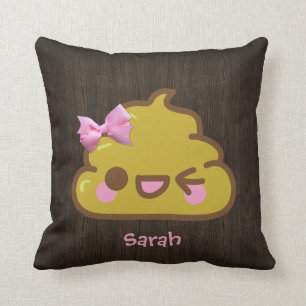 Gepersonaliseerde Cutey Poo met Roze Bow Kussen