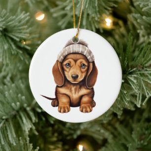 Gepersonaliseerde Dachshund Dog Art Keramisch Ornament