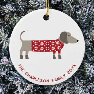 Gepersonaliseerde Dachshund Dog Fun Keramisch Ornament