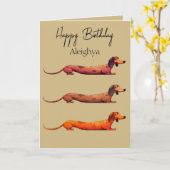 Gepersonaliseerde Dachshund Kaart (Gele Bloem)