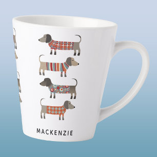 Gepersonaliseerde Dachshund Worst Hond Latte Mok