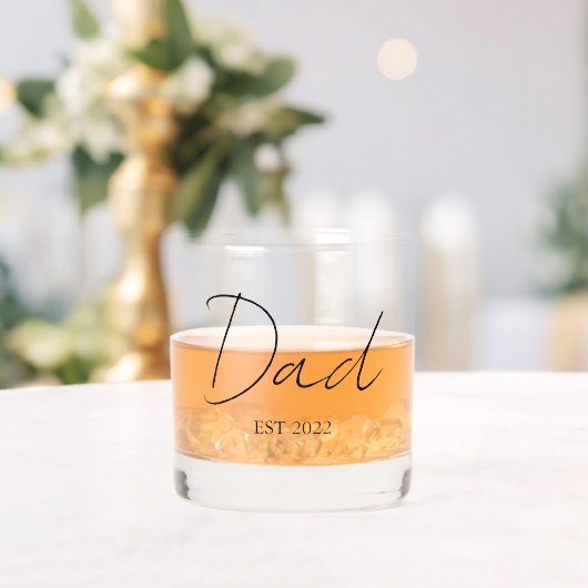 Gepersonaliseerde "Dad EST. [Year]" Drinkware Set Whisky Glas (Insitu (Huwelijk))