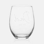 Gepersonaliseerde Dad EST. [Year] Stemless Wine Gl Wijnglas Zonder Voet (Achterkant)