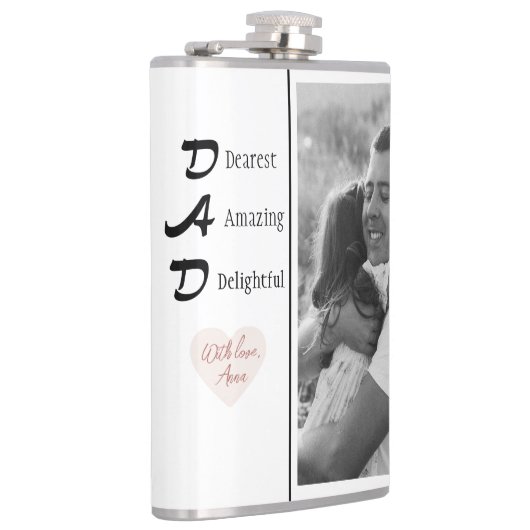 Gepersonaliseerde Dad Flask Foto | Vaderdag Gift Heupfles (Rechts)