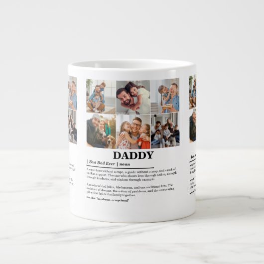 Gepersonaliseerde Daddy Definition 6 Fotocollage Extra Grote Beker (Voorkant)