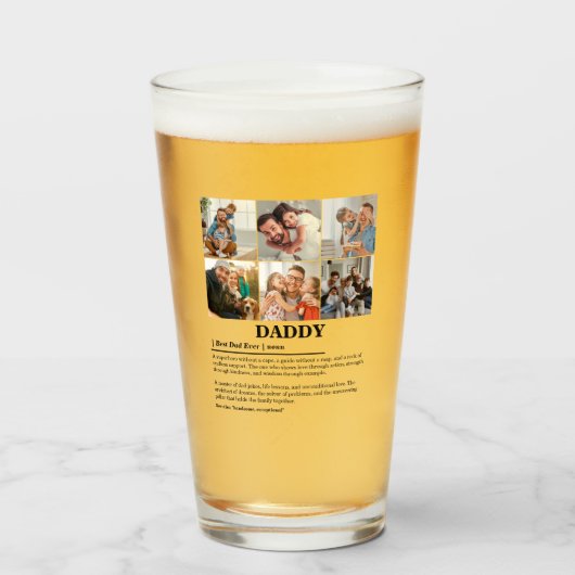 Gepersonaliseerde Daddy Definition 6 Fotocollage Glas (Voorkant gevuld)
