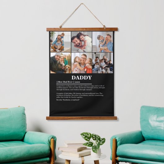 Gepersonaliseerde Daddy Definition 6 Fotocollage Hangend Wandkleed (Woonkamer)