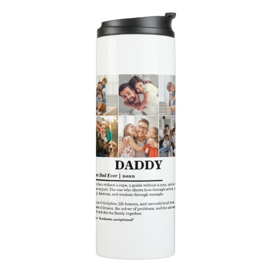 Gepersonaliseerde Daddy Definition 6 Fotocollage Thermosbeker (Gedraaid links)