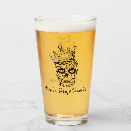 Gepersonaliseerde Dag van de Dode Calavera Toast Glas (Achterkant gevuld)