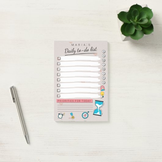 Gepersonaliseerde dagelijkse to-do lijst post-it® notes (Kantoor)