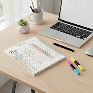 Gepersonaliseerde dagplanner met pastel penseelstr notitieblok