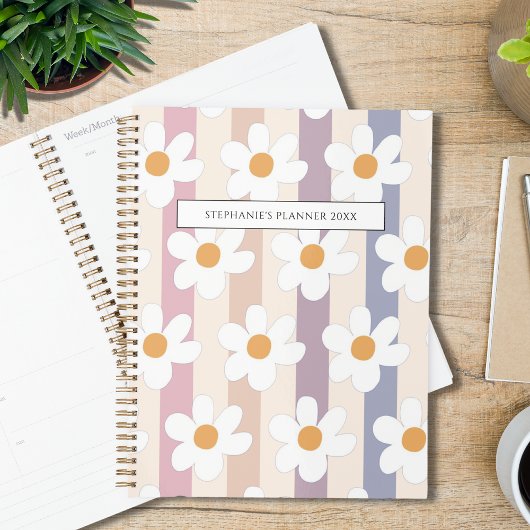 Gepersonaliseerde Daisy bloemenpatroon pastel Planner