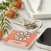 Gepersonaliseerde Daisy Floral Charm Sleutelhanger (Voorkant Rechts)