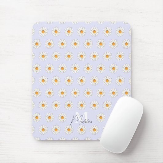 Gepersonaliseerde Daisy Floral Mousepad – Aangepas Muismat (Met muis)