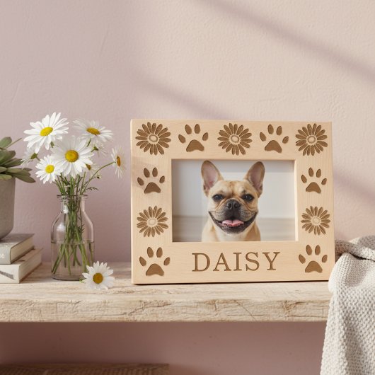 Gepersonaliseerde Daisy Flowers Houten Huisdier Fo Gegraveerde Lijstjes