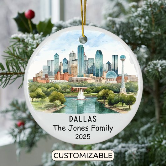 Gepersonaliseerde Dallas Ornament, Texas Keramisch Ornament