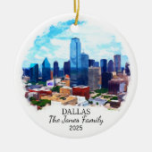 Gepersonaliseerde Dallas Ornament, Texas State Keramisch Ornament (Voorkant)