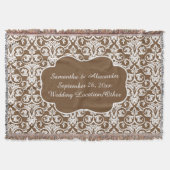 Gepersonaliseerde Damask Wedding/Custom Sand/Wit Deken (Voorkant)