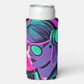 Gepersonaliseerde dame in hoofdtelefoon Blauwgroen (Seltzer Voorkant)