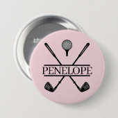 Gepersonaliseerde Dames Golf Naam Ronde Button 7,6 Cm (Voorkant /achterkant)