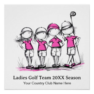 Gepersonaliseerde Dames Golf Poster – Leuke Cartoo Perfect Poster