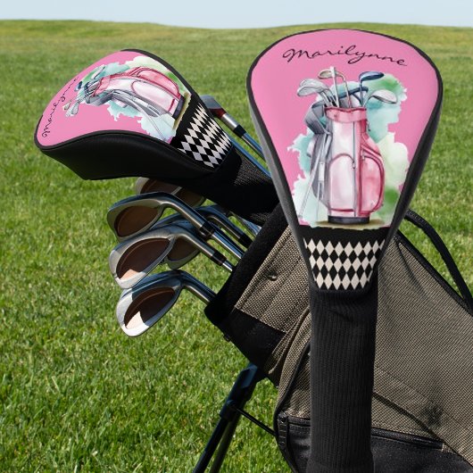 Gepersonaliseerde Dames Naam Roze Golfheadcover