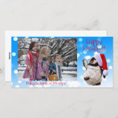 Gepersonaliseerde Dancing Penguin Kerstmis Feestdagenkaart (Voorkant / Achterkant)