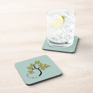 Gepersonaliseerde Dancing Tree Olive Green Set van Bier Onderzetter