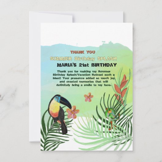 Gepersonaliseerde DANK U ALOHA HAWAII kaart (Achterkant)