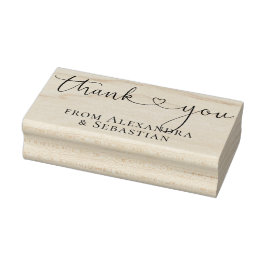 Gepersonaliseerde dank u elegante scroll hart teks 	rubberstempel