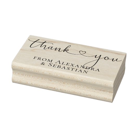 Gepersonaliseerde dank u elegante scroll hart teks 	rubberstempel (Stempel)
