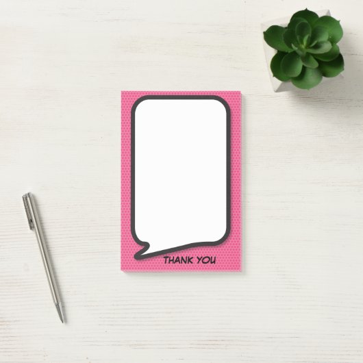 Gepersonaliseerde dank u Roze Fun Speech Bubble Post-it® Notes (Kantoor)