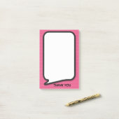 Gepersonaliseerde dank u Roze Fun Speech Bubble Post-it® Notes (Op bureau)