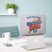 Gepersonaliseerde Dankbare Papa Superheld  Sticker (Laptop op bureau)