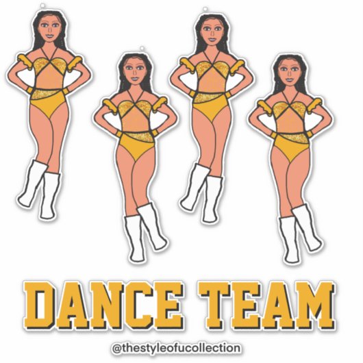 Gepersonaliseerde dans Team Zonnebloem Stenen #2 Sticker (Voorkant)