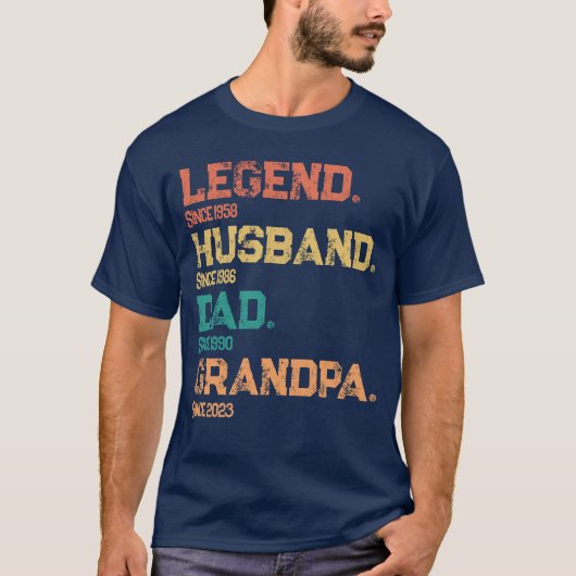 Gepersonaliseerde datums - Legend man vader opa T-shirt (Voorkant)