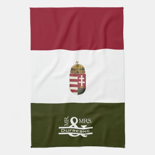 Gepersonaliseerde de heer & mevrouw Hongaars Theedoek (Verticaal)