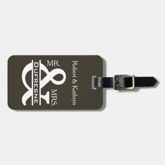 Gepersonaliseerde de heer & mevrouw Khaki Bagagelabel (Voorkant horizontaal)