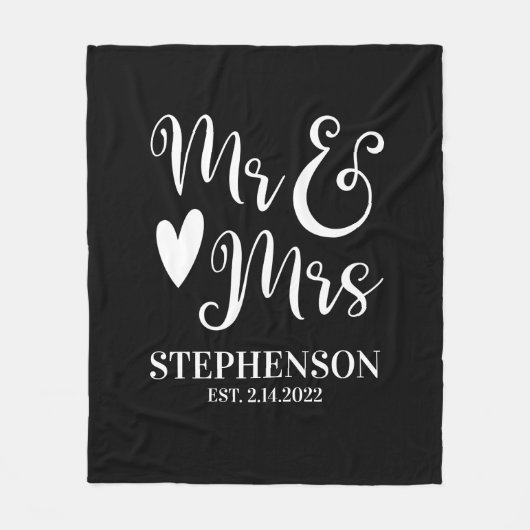 Gepersonaliseerde de heer Mrs. Couples Wedding Fle Fleece Deken (Voorkant)