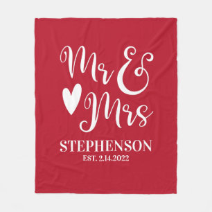 Gepersonaliseerde de heer Mrs Couples Wedding Fleece Deken