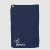 Gepersonaliseerde de heer Navy White Smith Golfhanddoek (Voorkant)