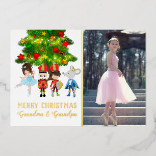 Gepersonaliseerde de Nutcracker Ballet Kerstmis Folie Feestdagenkaart