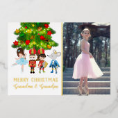 Gepersonaliseerde de Nutcracker Ballet Kerstmis Folie Feestdagenkaart (Voorkant)