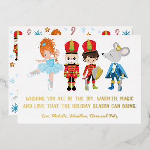 Gepersonaliseerde de Nutcracker Ballet Kerstmis Folie Feestdagenkaart