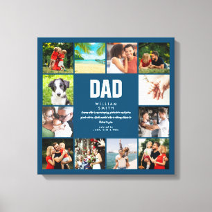 Gepersonaliseerde definitie papa blauw 12 foto col canvas afdruk
